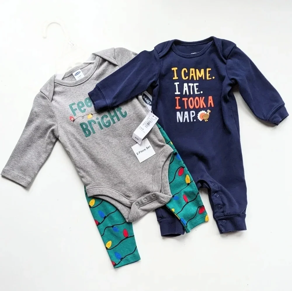 Old Navy & Carter Holiday Infant Onesie/Pajamas Bundle